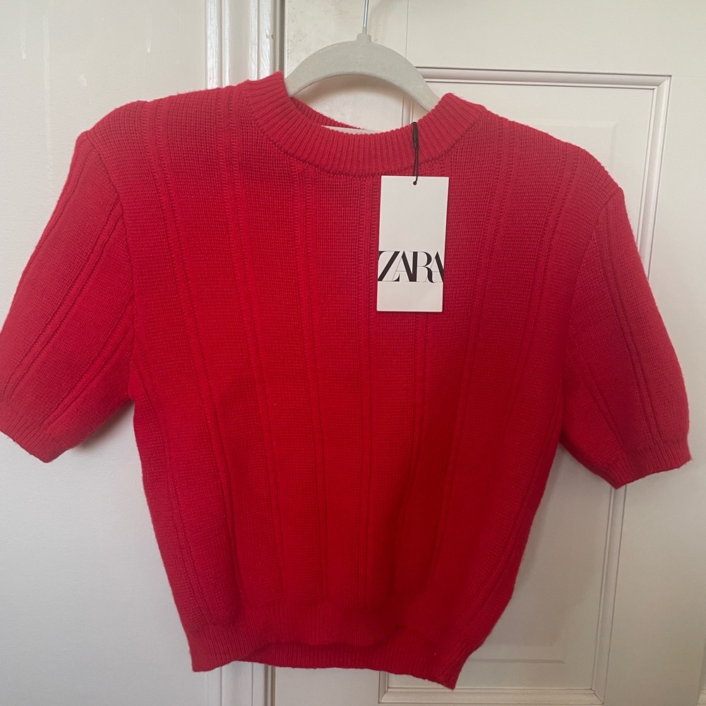 NWOT Zara Red Crew Neck Sweater